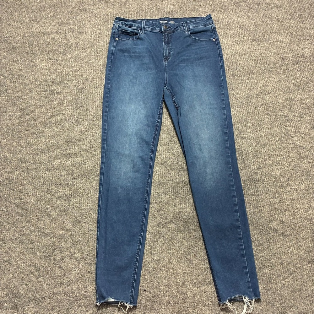 Old Navy Rockstar Super Skinny Jeans Size 14 Blue Denim Built-In Sculpt Raw Hem